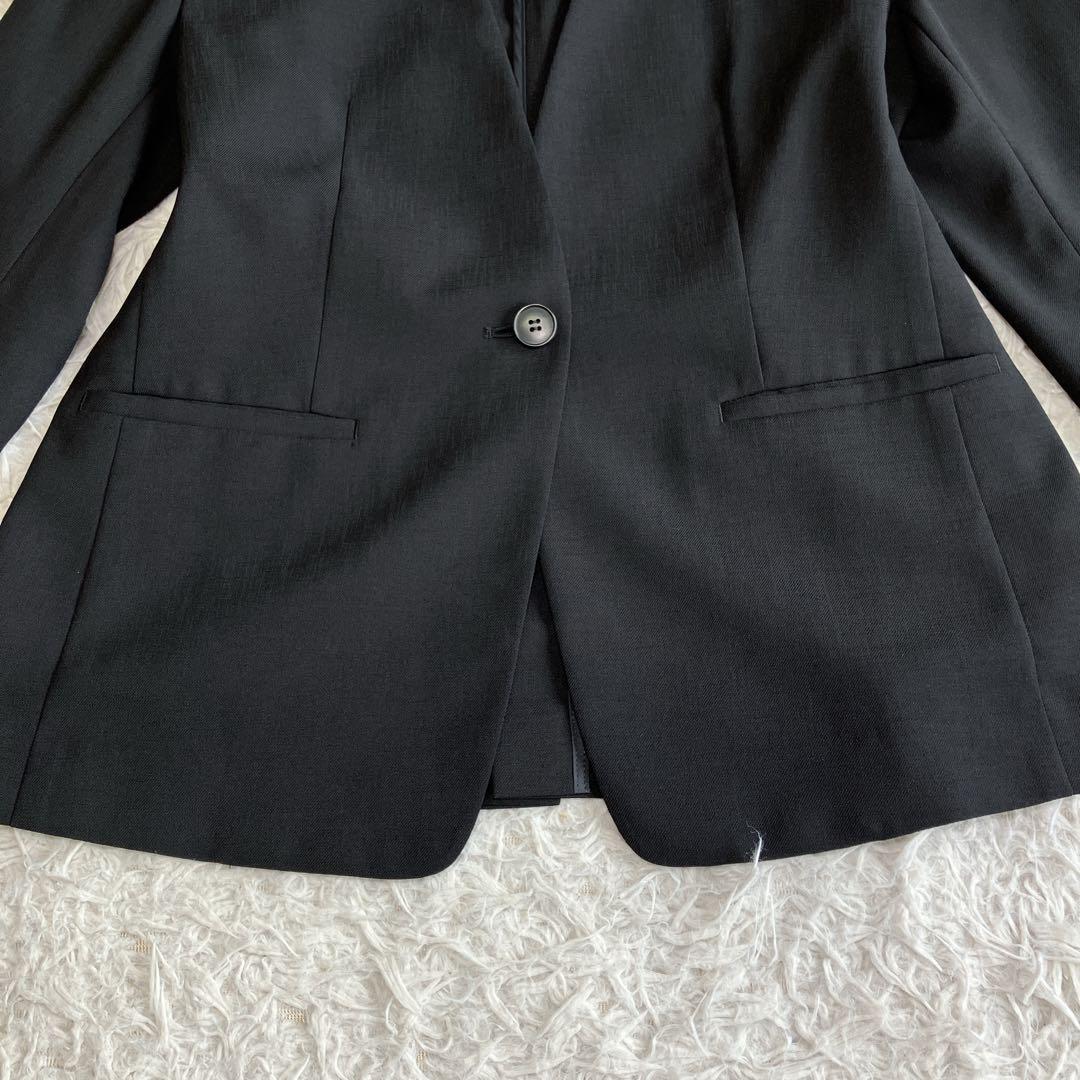 極美品 INDIVI 洗える ノーカラージャケット パンツスーツ ブラック 40