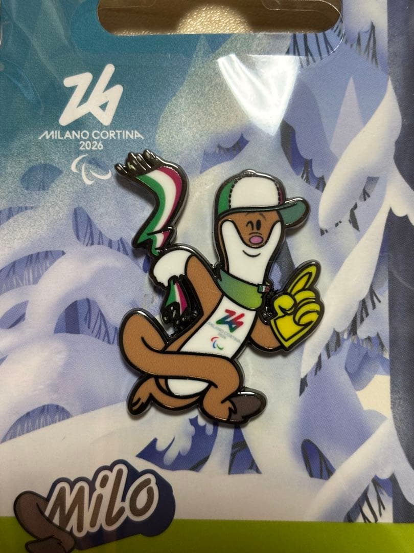 ミラノコルティナオリンピック　ティナ&ミロ　ピンバッジ２個セット　オマケで切符