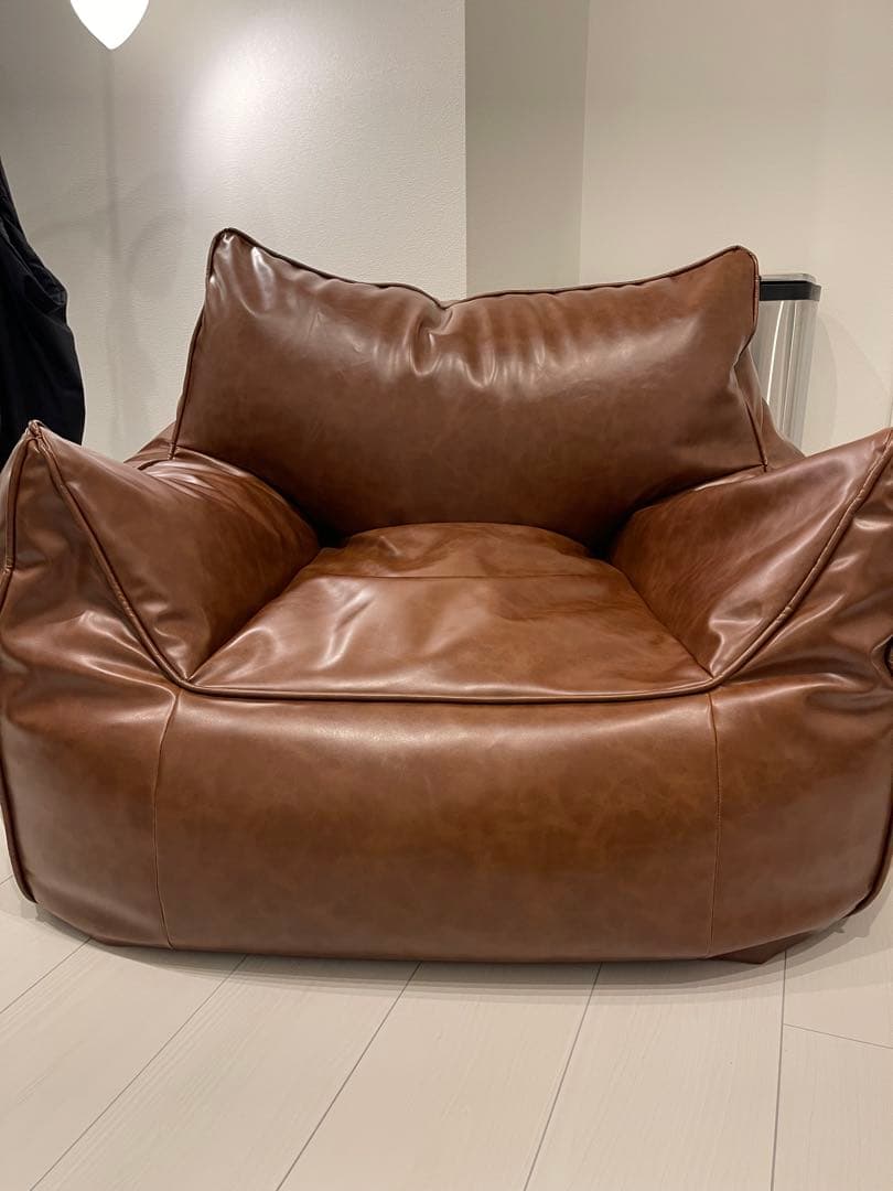 韓国ソファ　一人掛け　合皮レザー　ビーズクッション