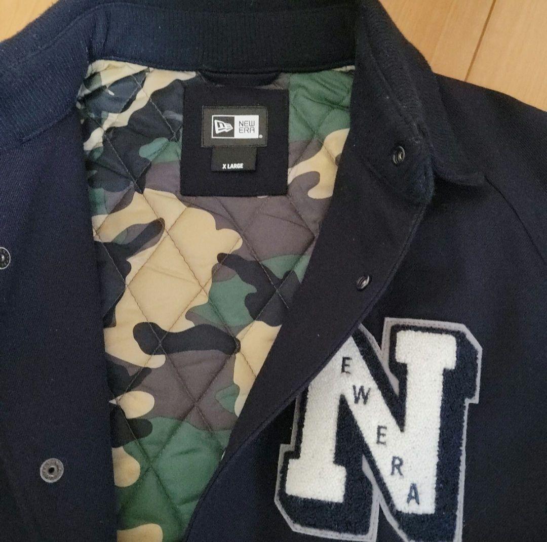 中古美品★New Era ネイビー Nロゴ ジャケット XLサイズ