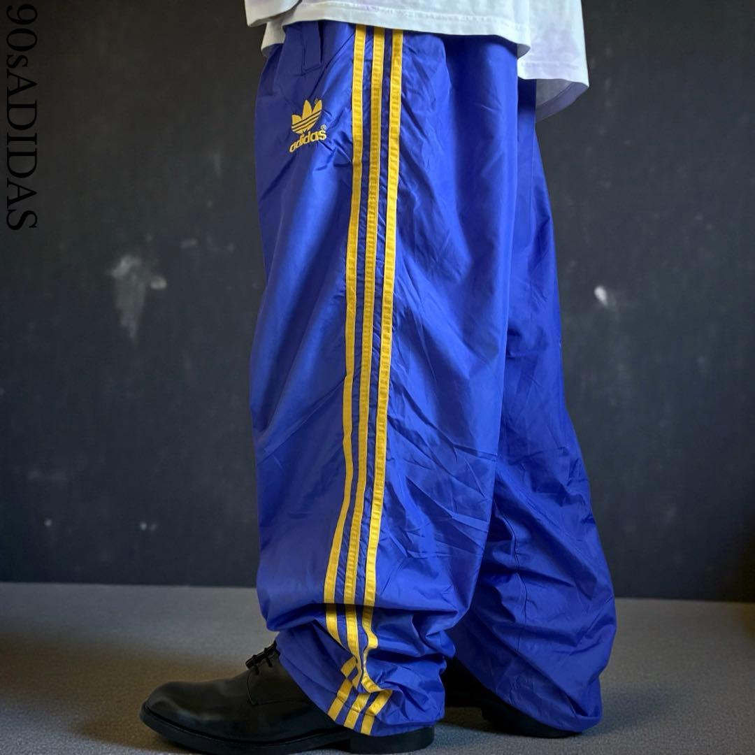 極太90s old adidas バギーナイロントラックパンツ ヴィンテージ 紫
