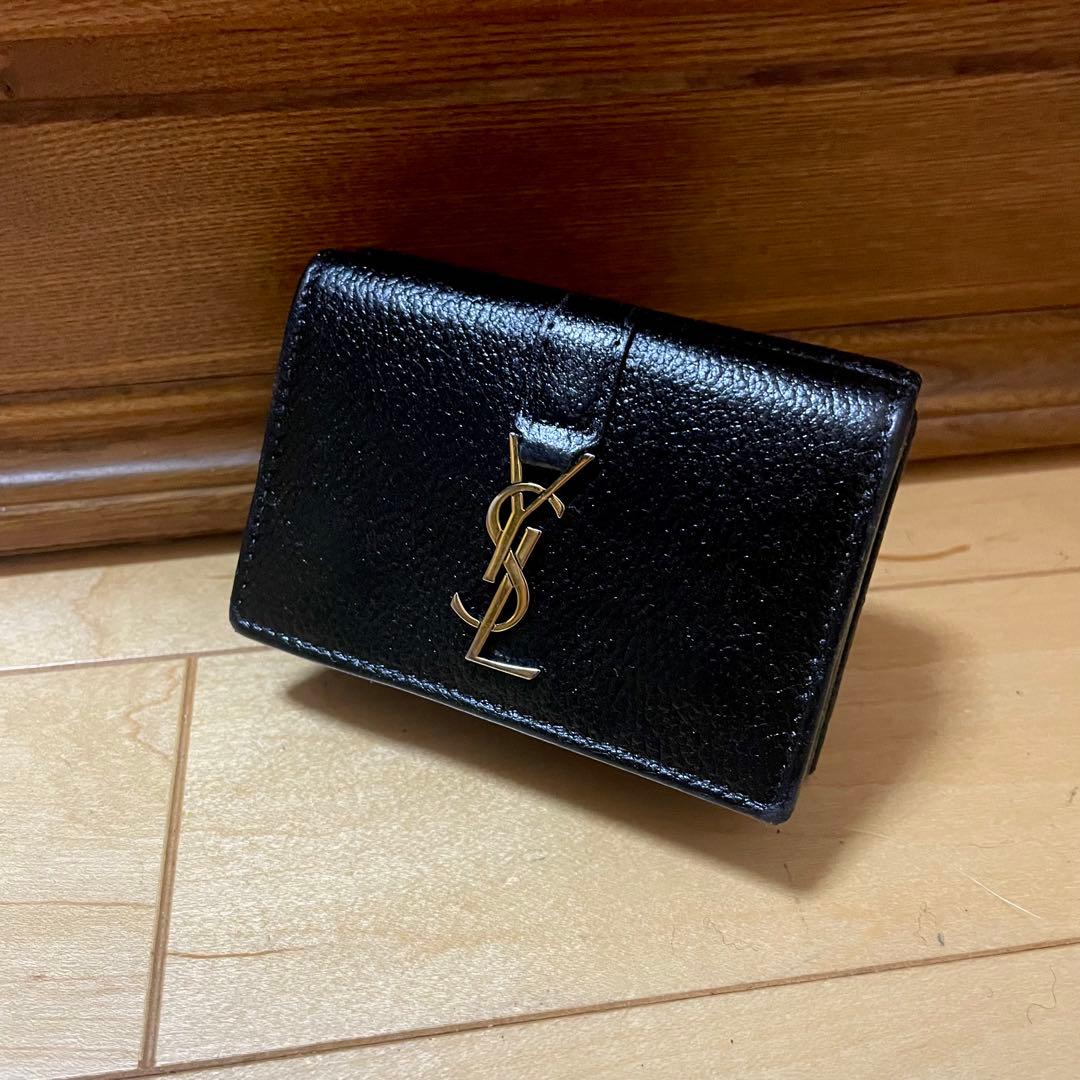 SAINT LAURENT ミニ 三つ折り財布 YSL レザー