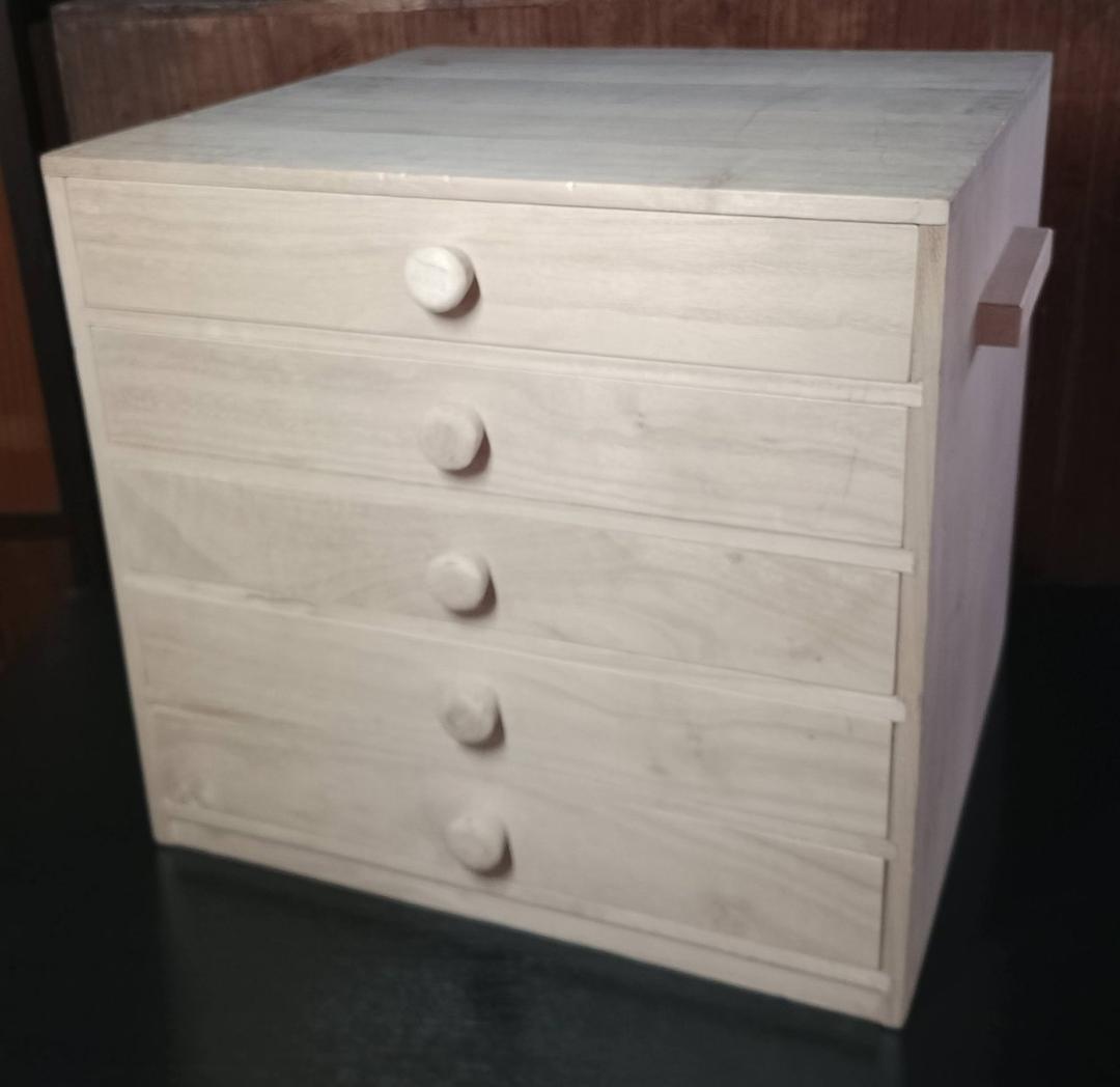 総桐 無垢 木製 小引き出し 5段 仕切り付き ナチュラル 収納箱 桐箱