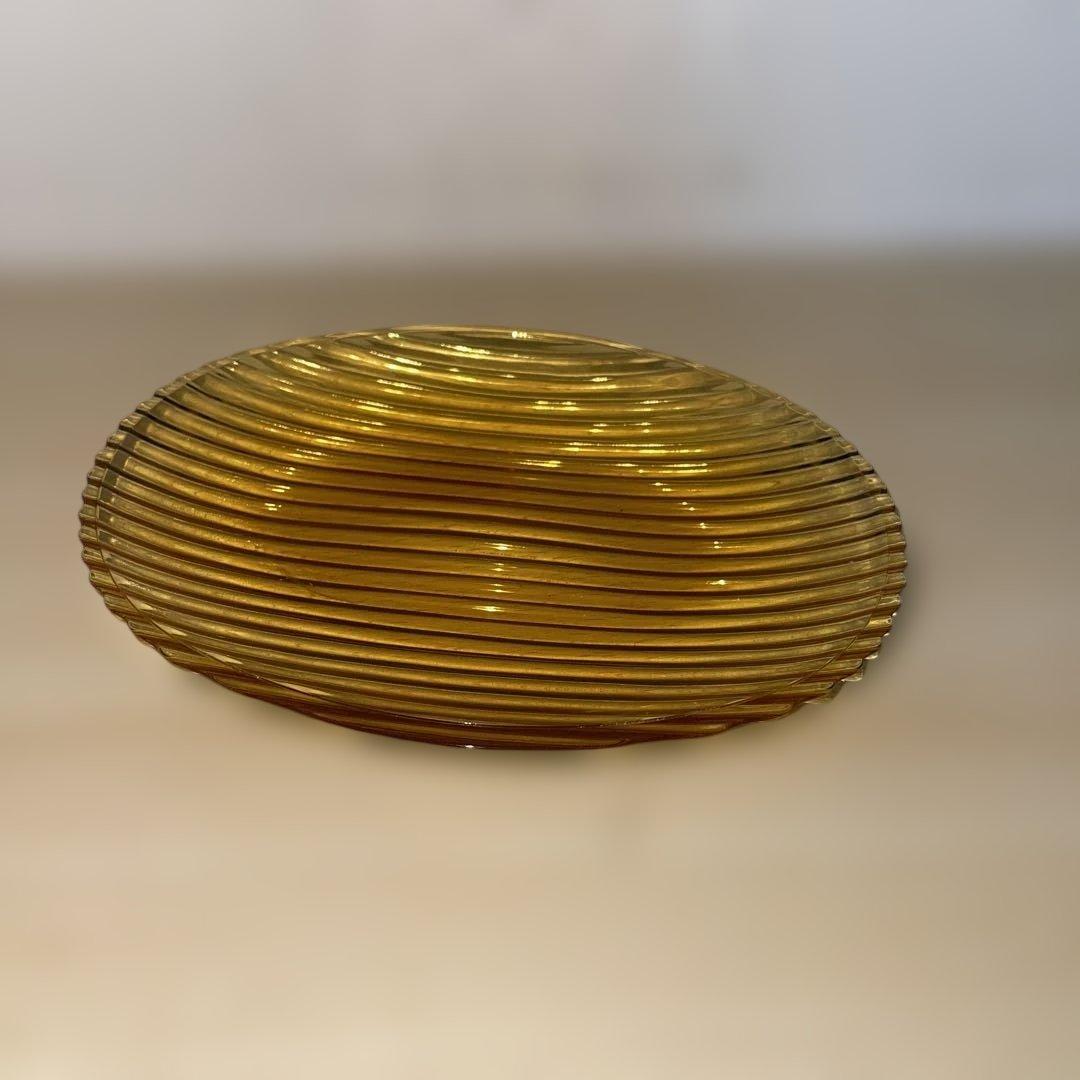 MR-370A アンバー　オーバル皿　ストライプ模様　 楕円皿　黄色　7枚