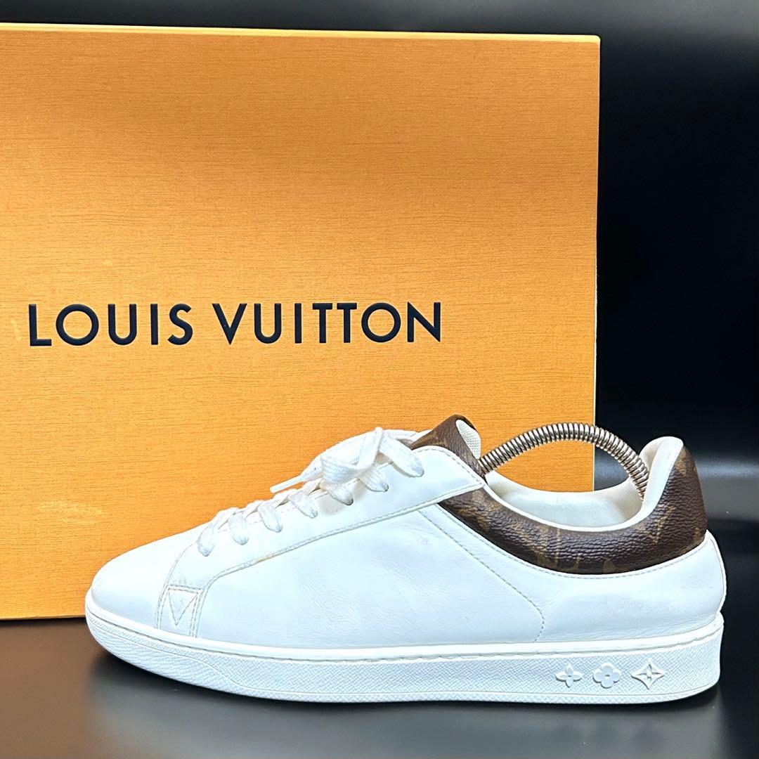 【美品】ルイヴィトン ルクセンブルグライン スニーカー メンズ レザー 白 6