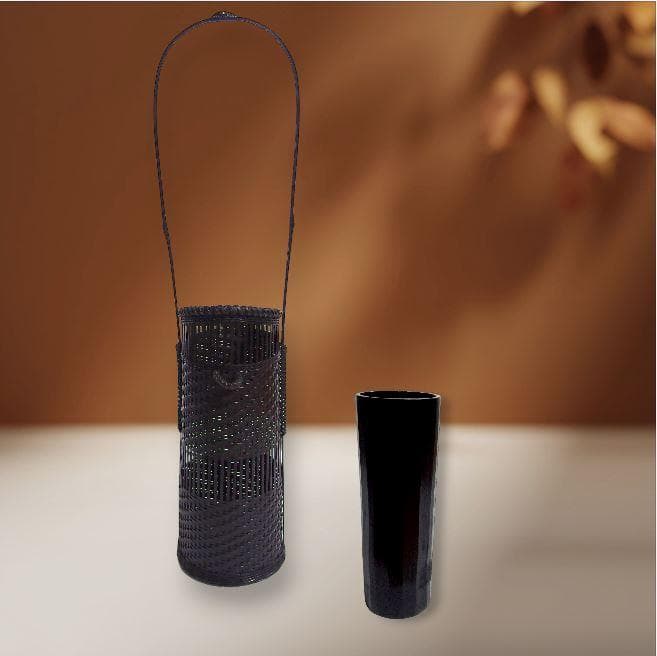 未使用品 渡辺竹清作・手付 籠花入れ・花器・花瓶・伝統工芸