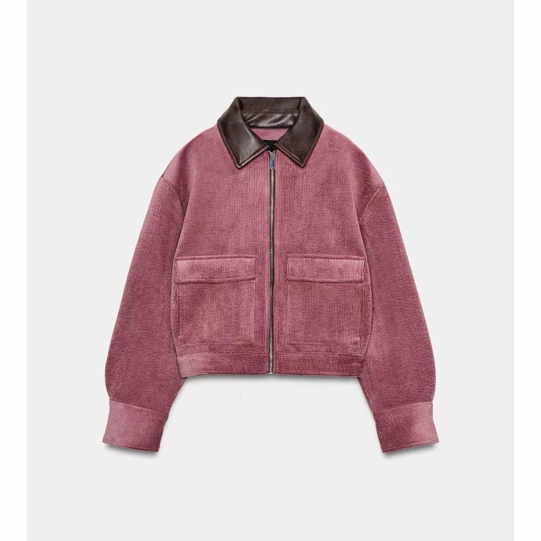 ZARA ザラ コーデュロイ フェイクレザー襟ジャケット 新作 完売品