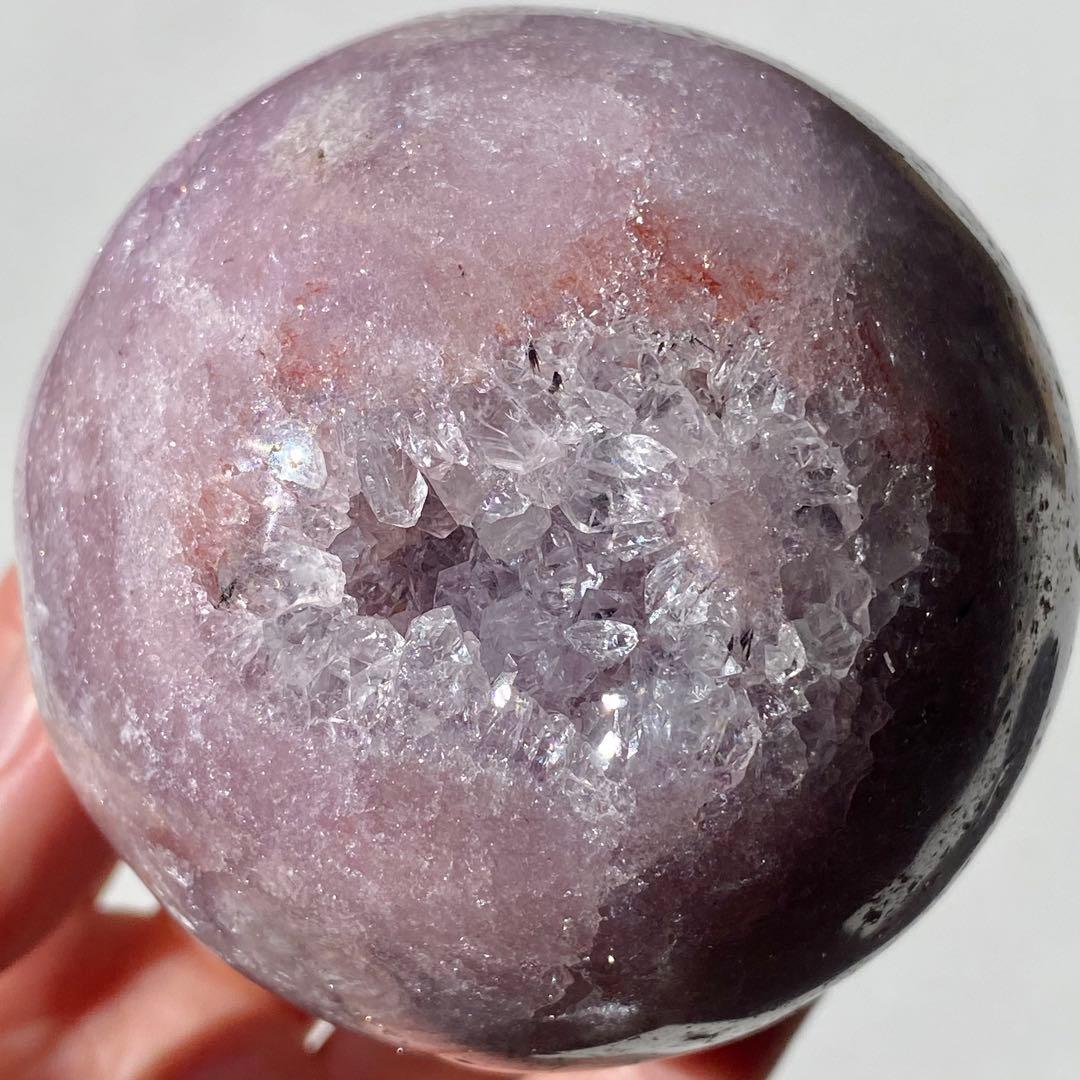 【 天然石 ピンクアメジスト クォーツ スフィア 約68ミリ 】