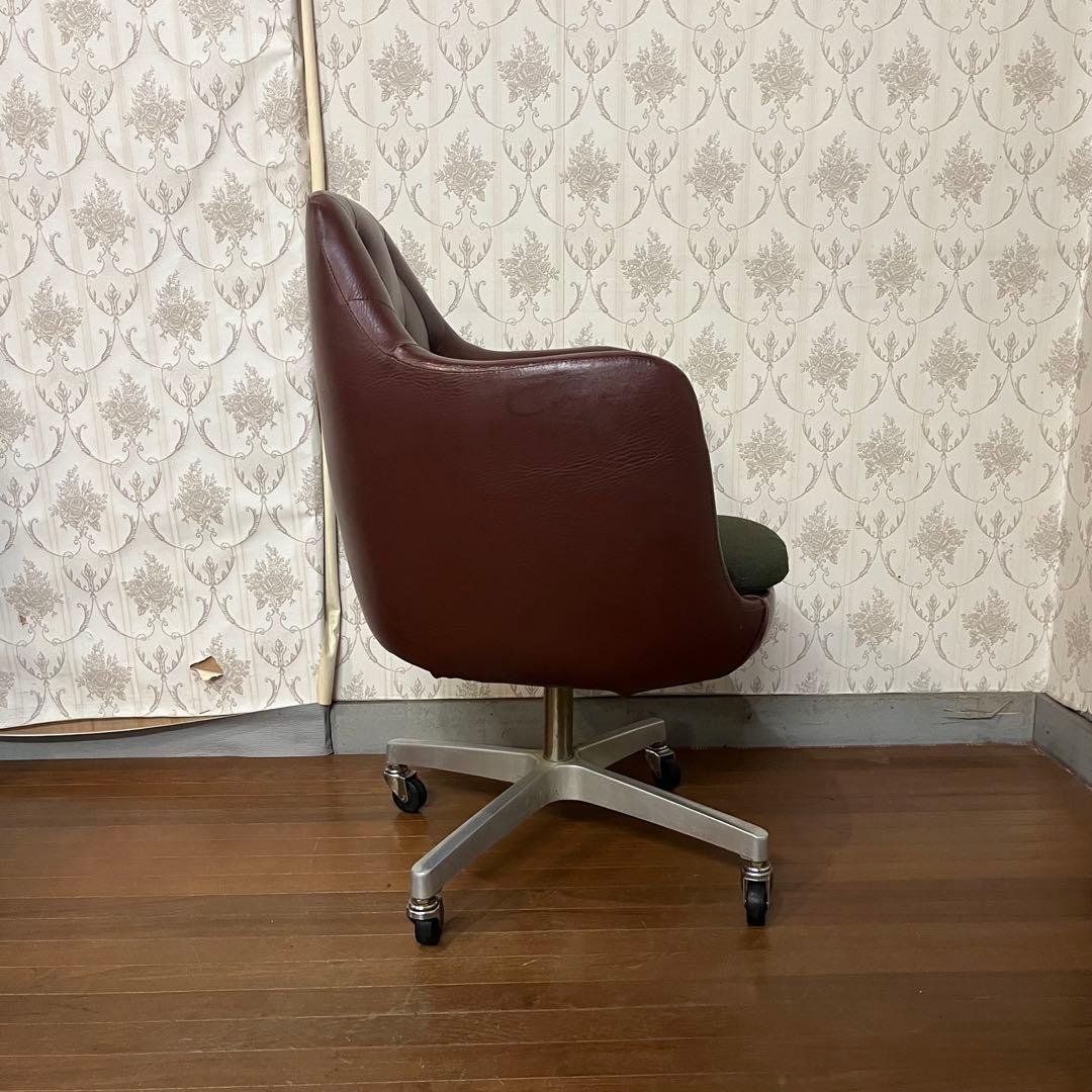 【アンティーク】①キャスター付き ラウンジチェア 椅子 アームチェア 昭和レトロ