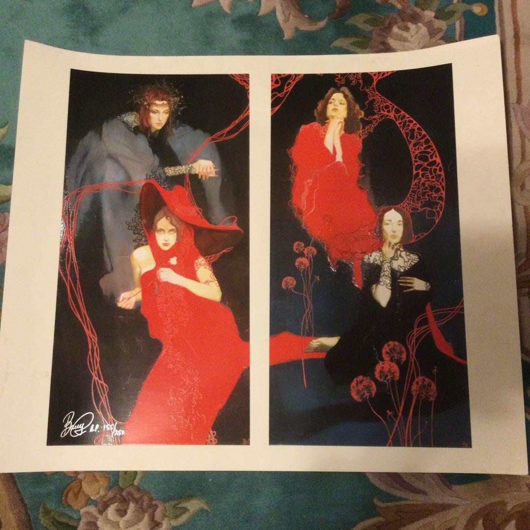 女性のポスター、サイン付き、シリアル番号付き