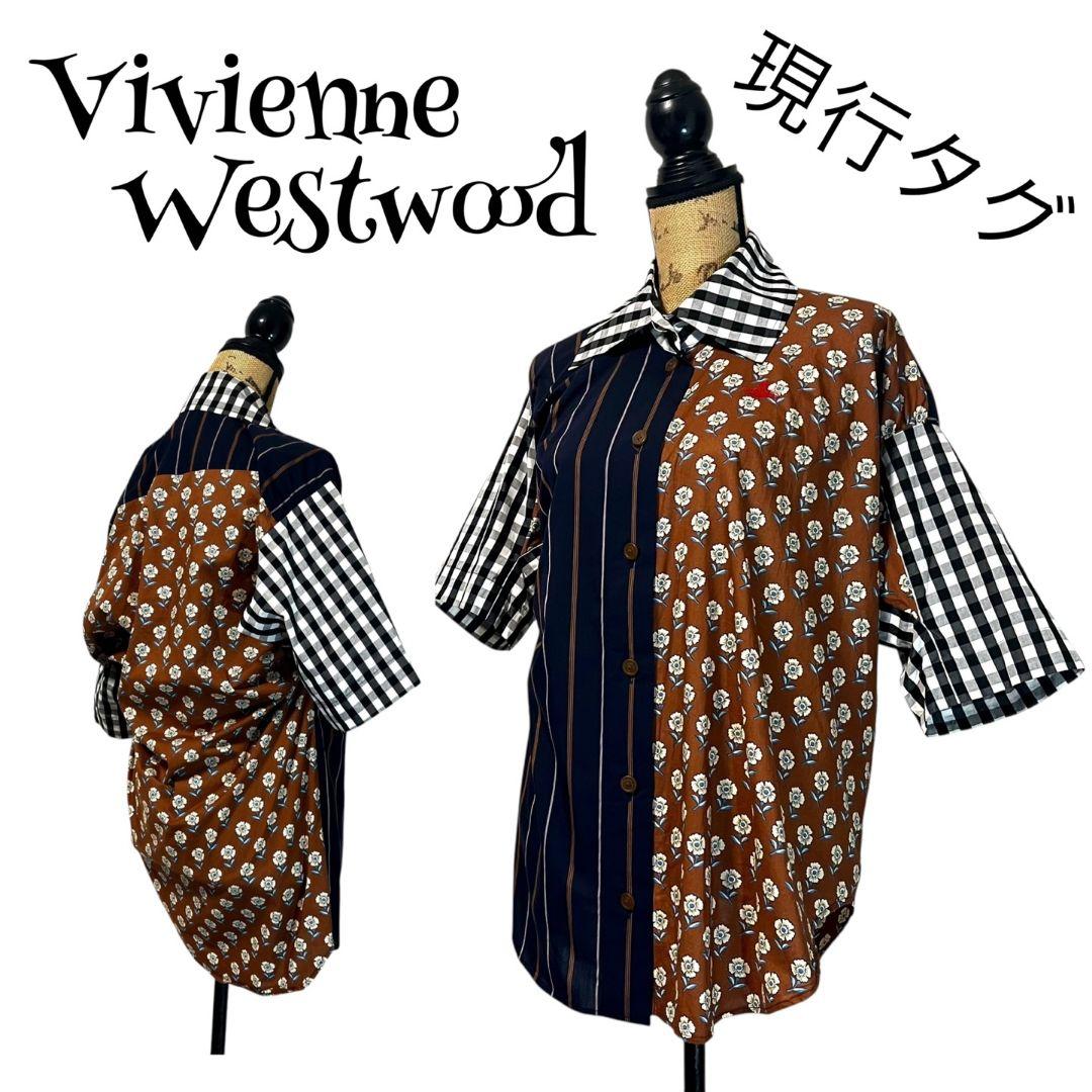 【現行品】【00】Vivienne Westwood 変形 切り替え 花柄シャツ