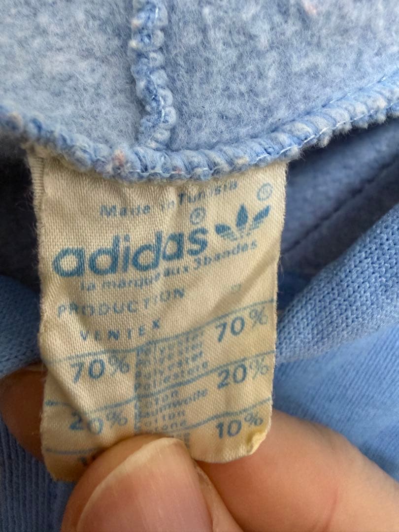 80年代クラブアディダス VENTEX社製水色ヴィンテージ ジップアップパーカー