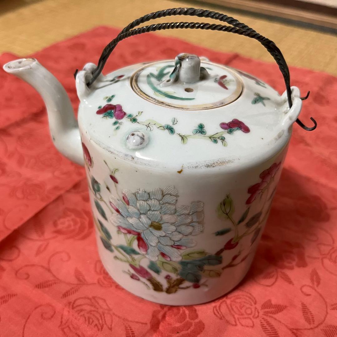 中国茶器　前茶道具　急須　水注　アンティーク粉彩　お値下げしました