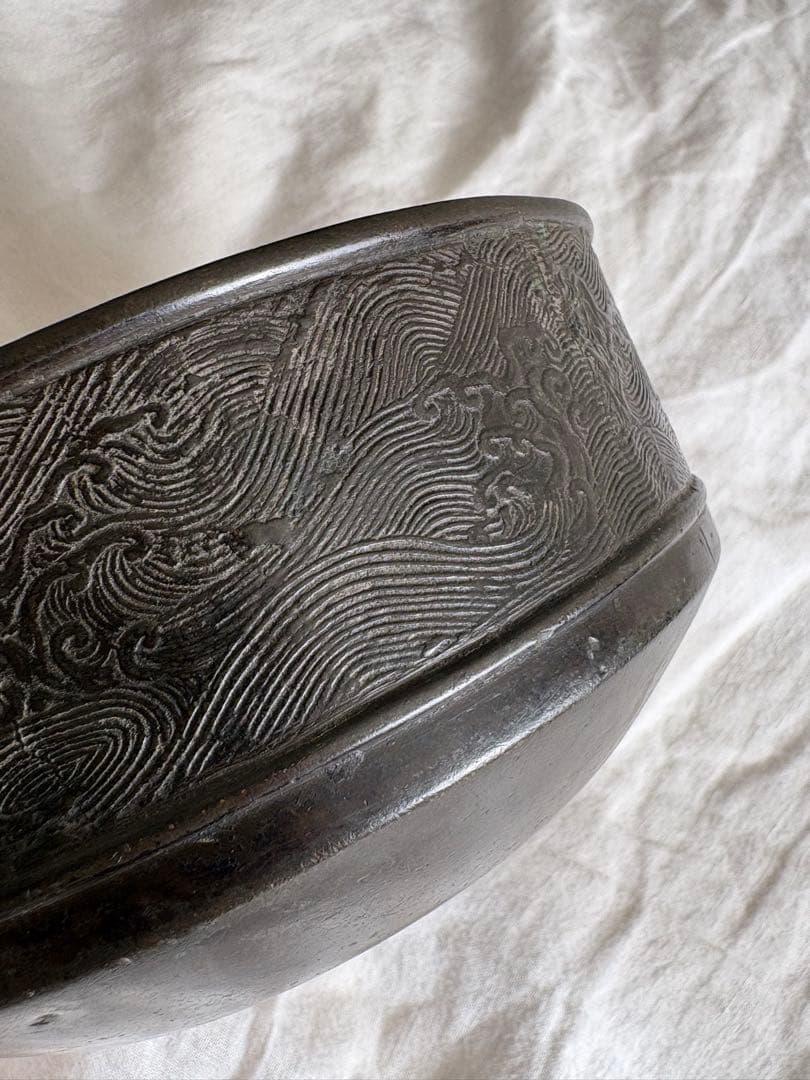 アンティーク　江戸時代　水盤　盆　トレー　小物入れ　器　金属　骨董　19世紀