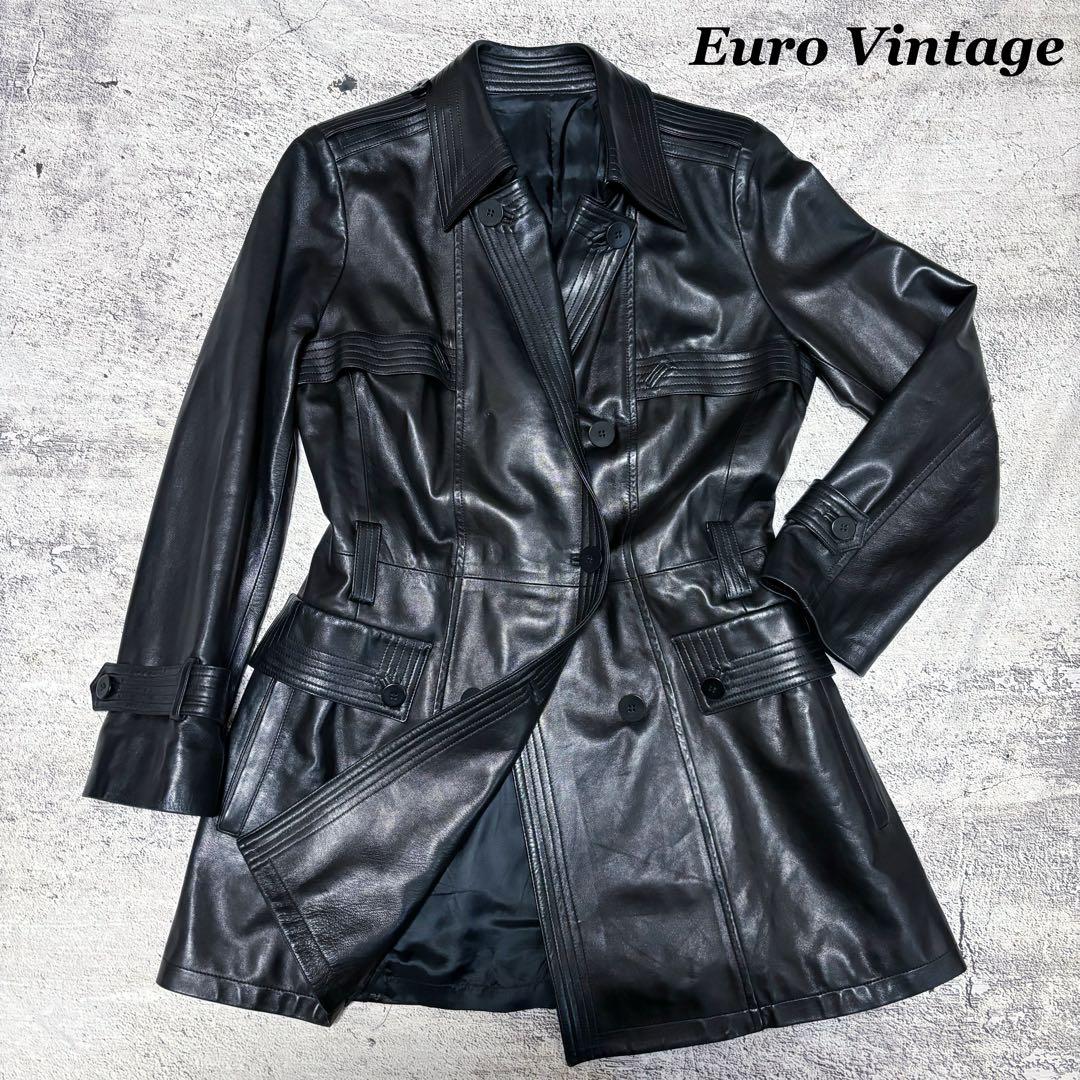【激渋】 Euro Vintage lether coat ラムレザー　本革