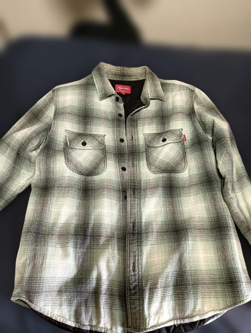 グリーン系チェック柄ネルシャツ