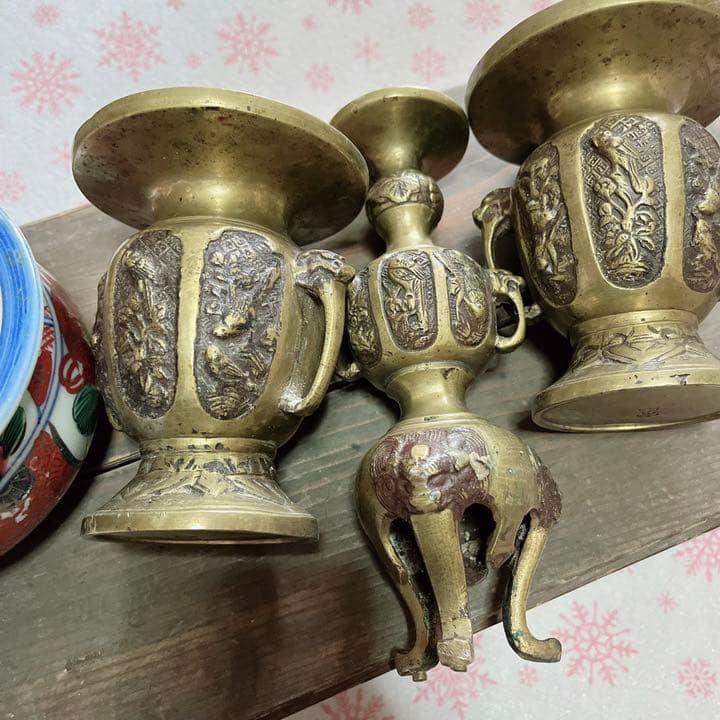 香炉 線香立て　花入 燭台　銅製　仏具 開運 風水 骨董 美術 インテリ昭和5年