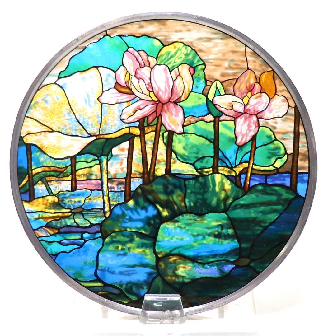 ルイス・C・ティファニー 睡蓮 丸型ヴィンテージステンドグラス 東京都庭園美術館