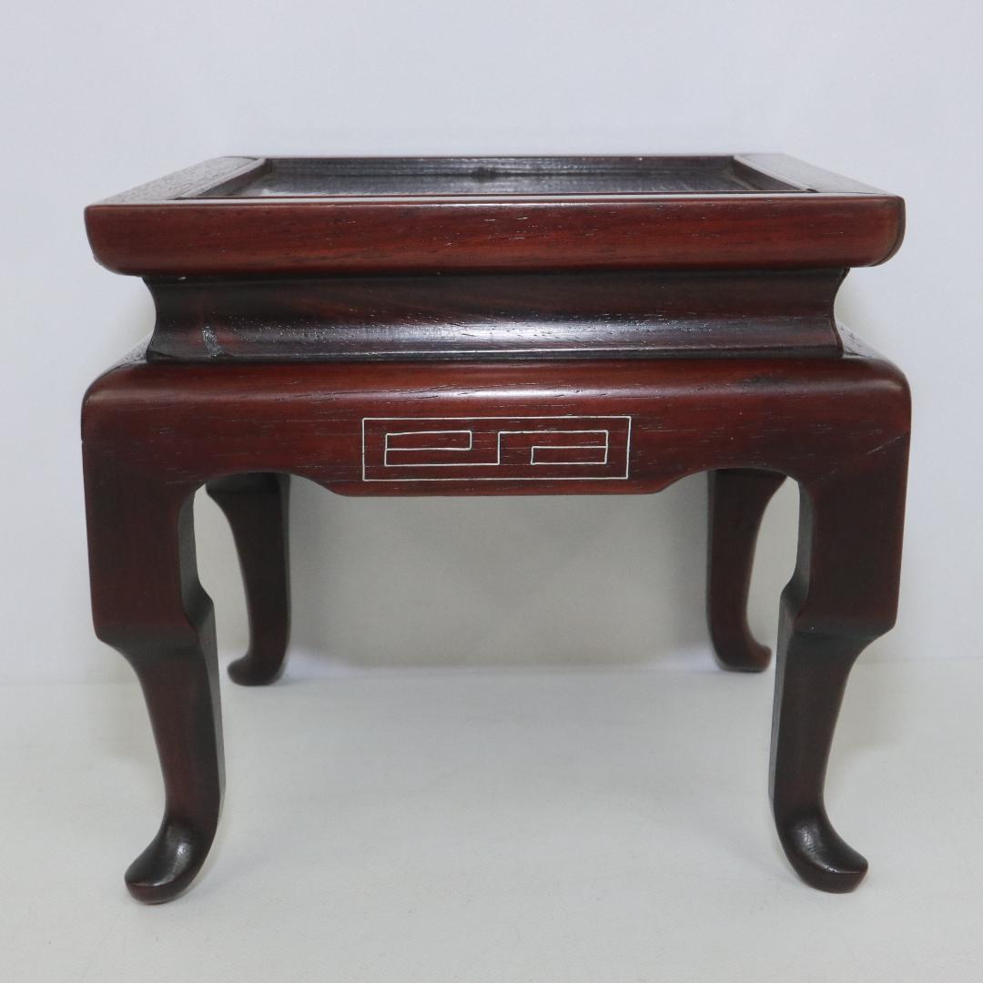 銀象嵌　唐木　花台　アンティーク