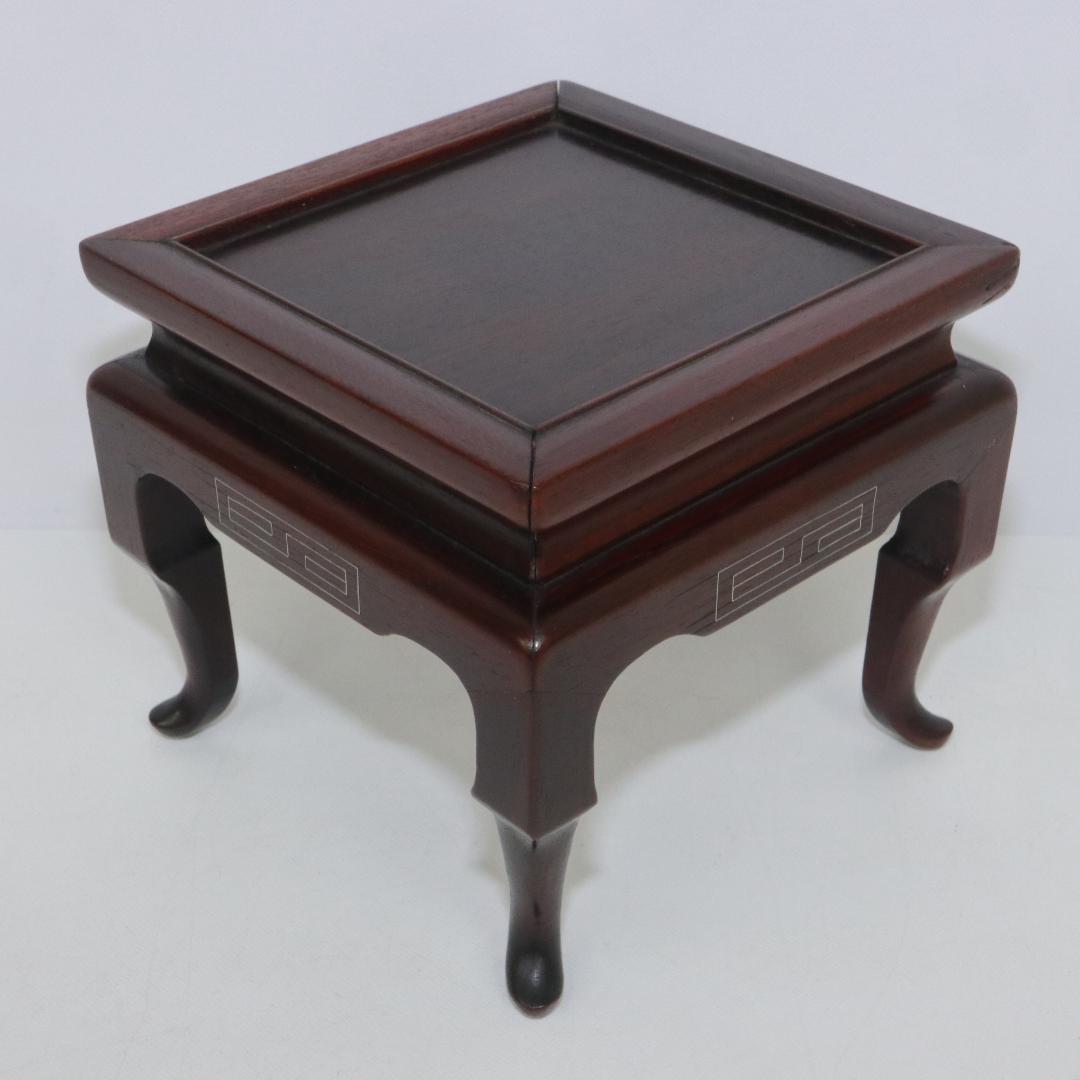 銀象嵌　唐木　花台　アンティーク