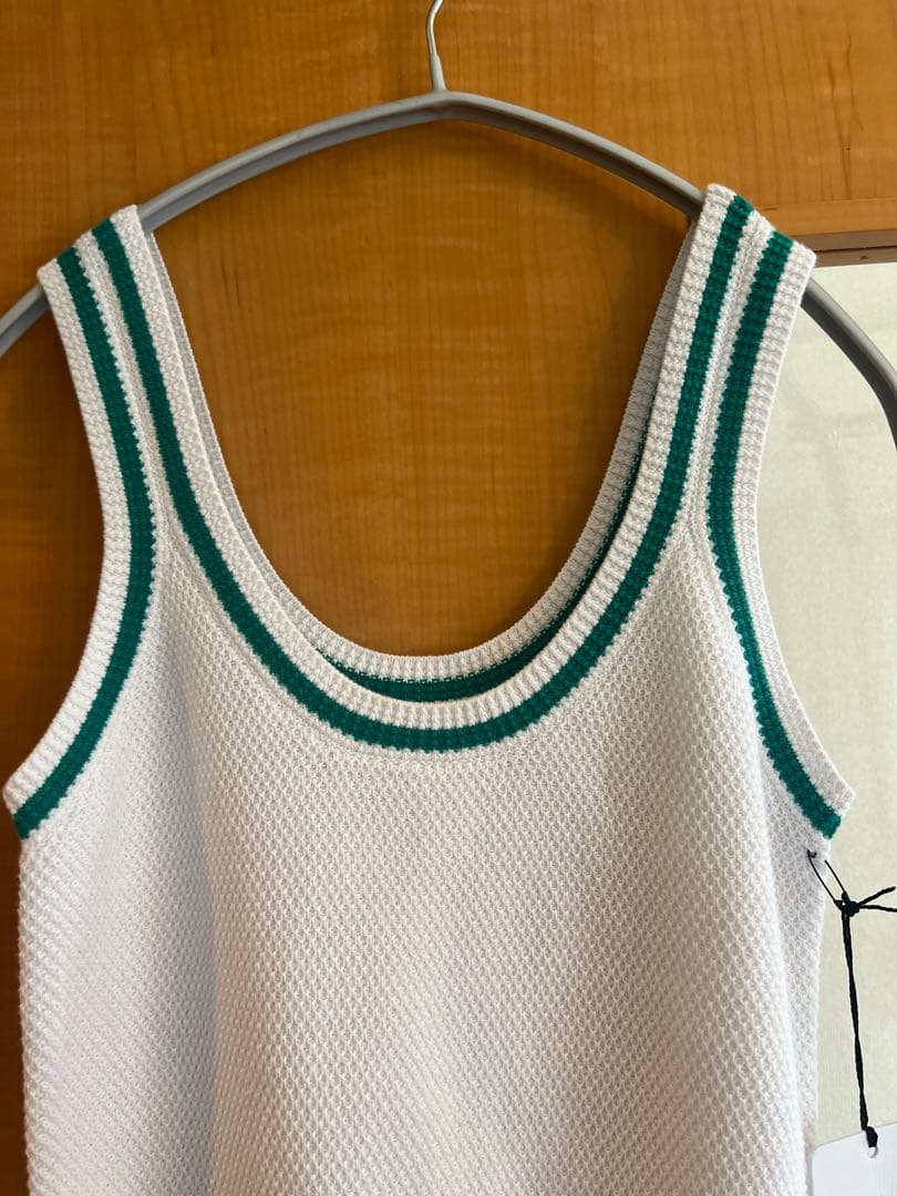 alo ホワイト ストリップリブドレス XS