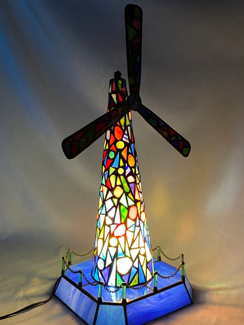 1415❣️ ステンドグラス　ライト　風車の塔　オブジェ
