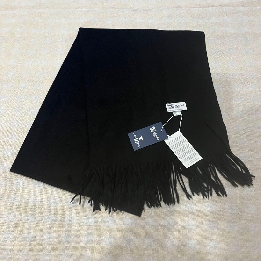 Z*A様 美品 ジョンストンズ カシミヤ100％ 大判ストール ミッド ブラック