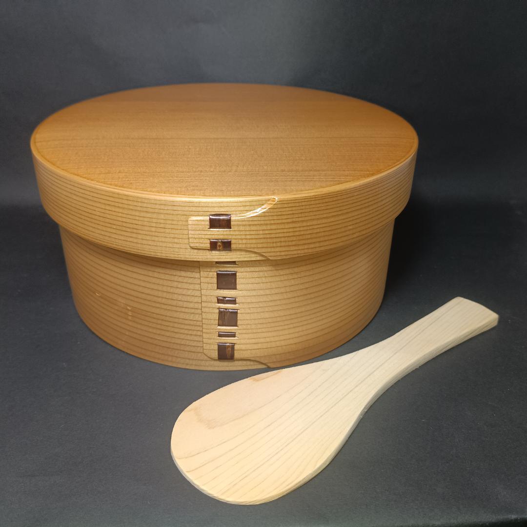 新品　大館曲げわっぱ　おひつ（3人用）　しゃもじ付き