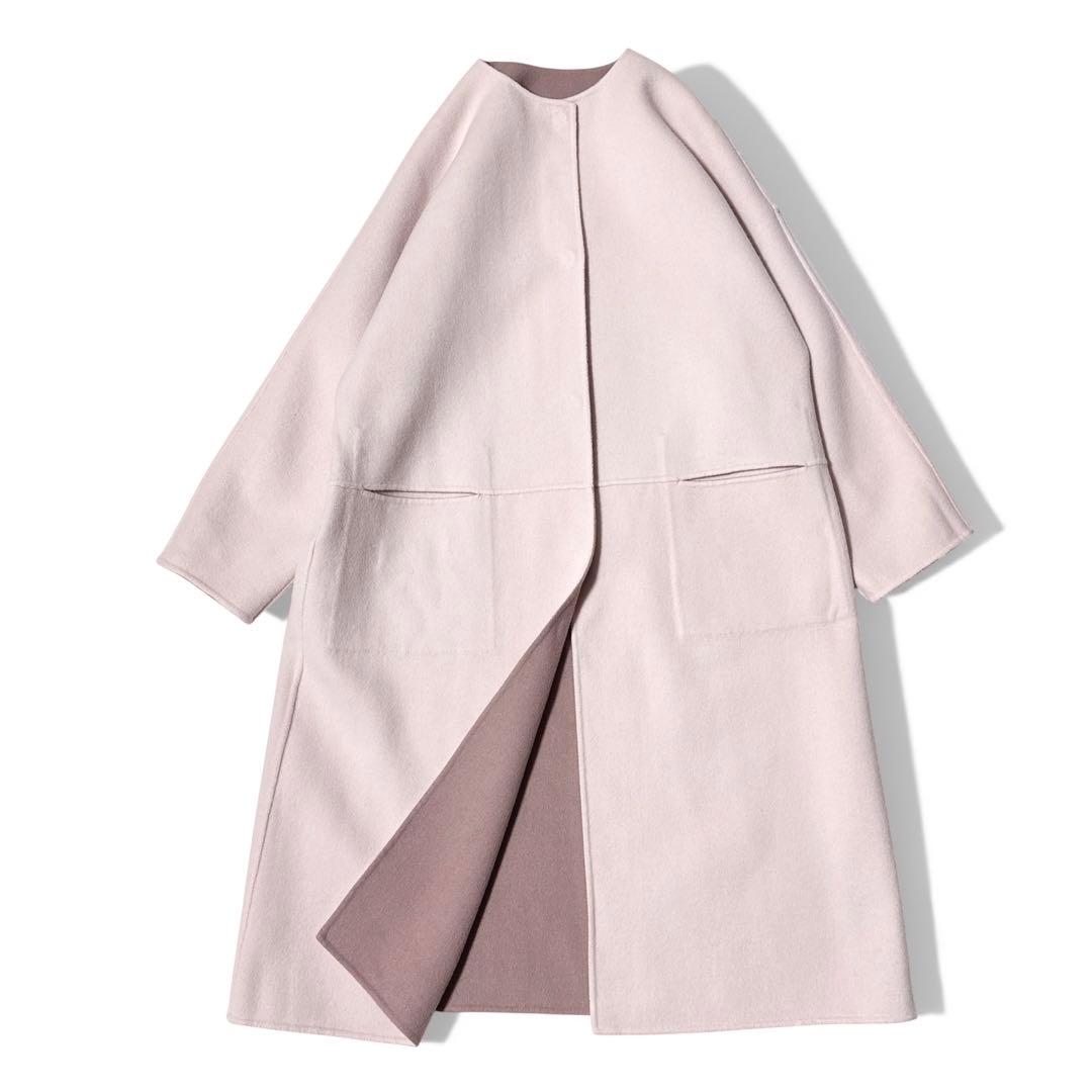 極美品✨️定価9.9万　アドーア　リバーノーカラーリバーシブルコート　ピンク　38