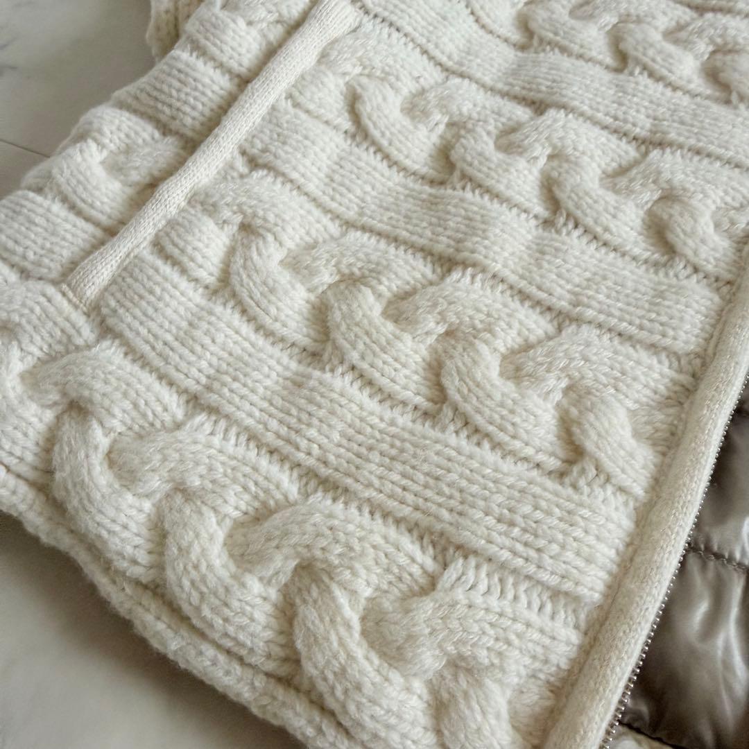 美品★HERNO ケーブルニット切替 異素材コンビ ダウンジャケット 42