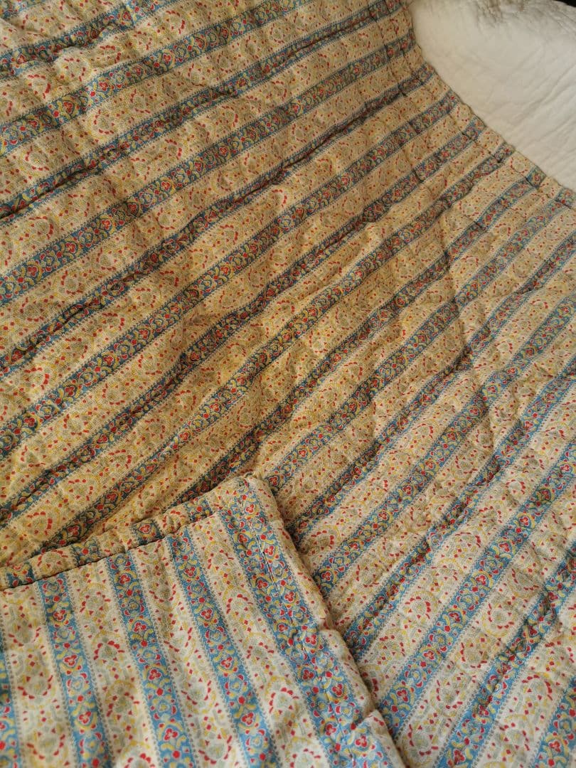 アンティーク両面フレンチファブリック プロヴァンスブティキルト 手縫い肉厚綿入り