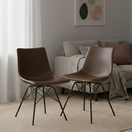 2脚セット【新品】革張り ヴィンテージ風 チェア　アウトレット