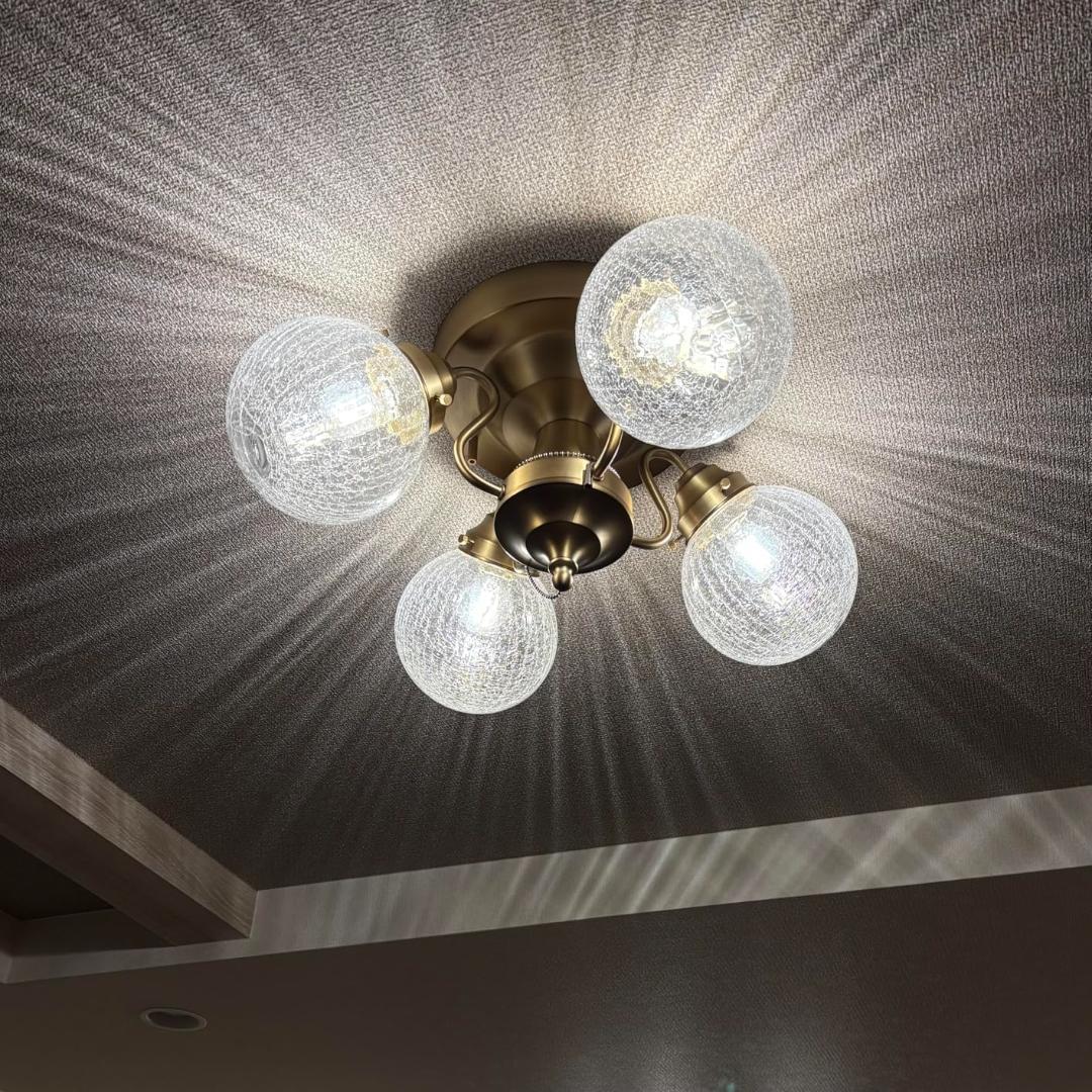 シャンデリア 4灯 ペンダントライト ガラス 真鍮おしゃれ E26 8畳 10a