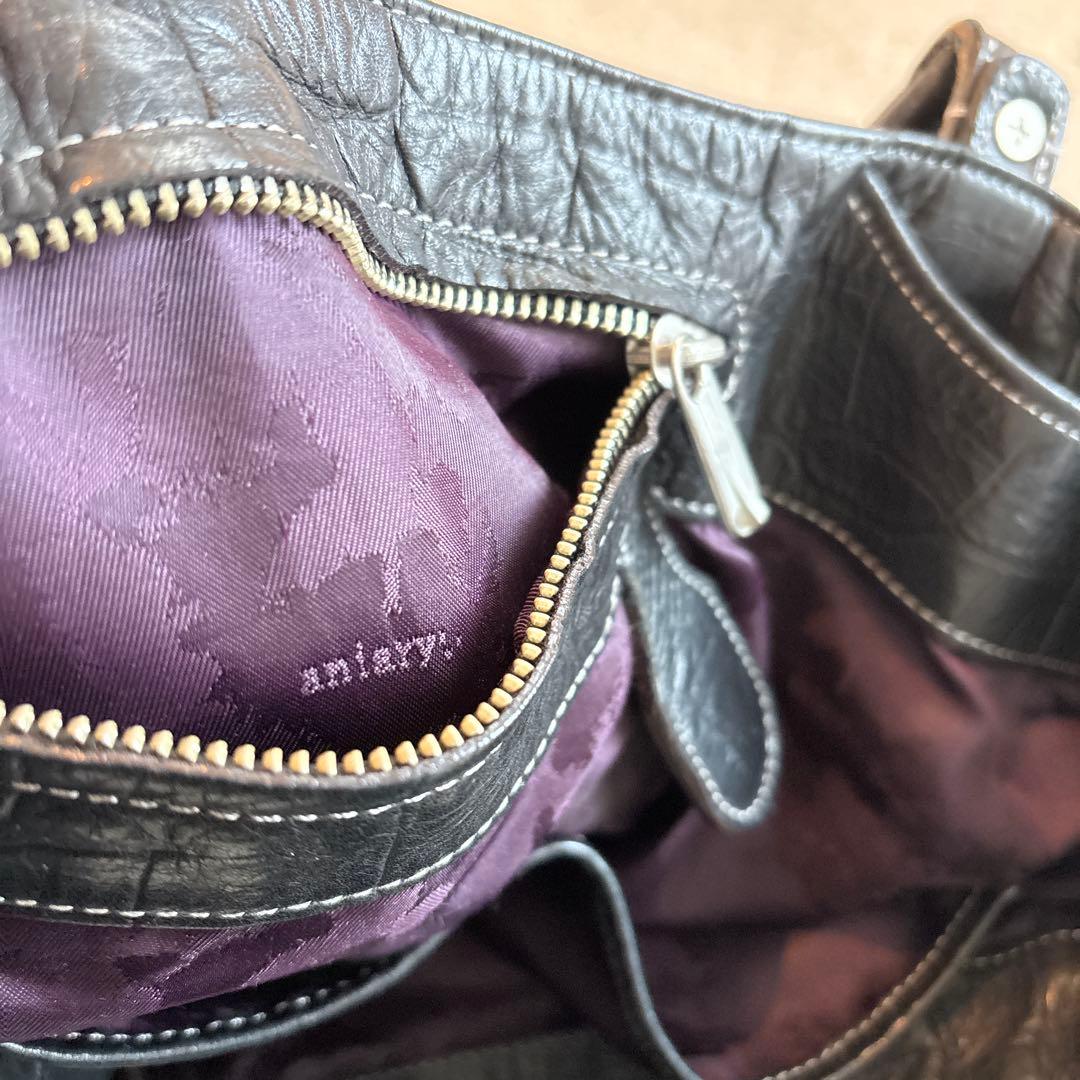 aniary ブラックレザー トートバッグ