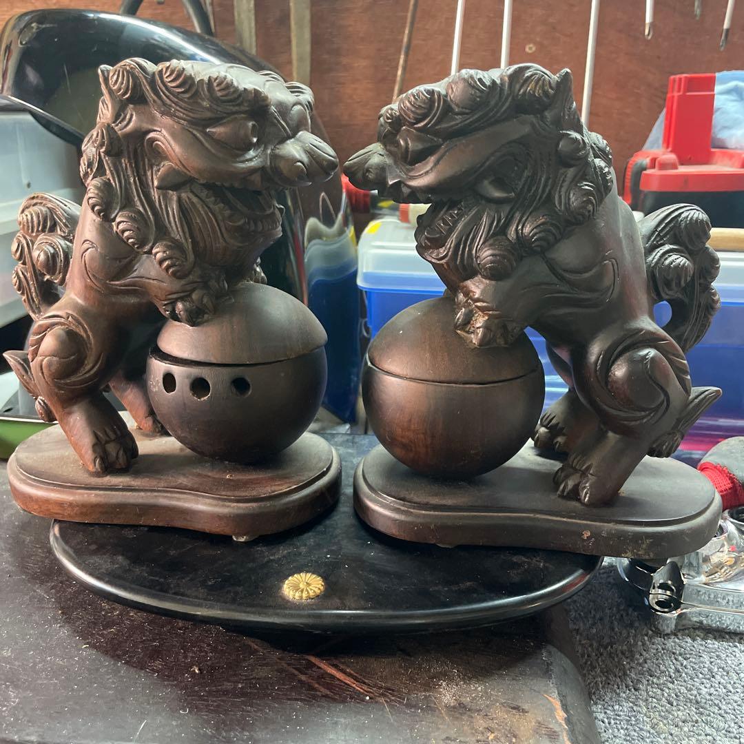 木製獅子　灰皿？