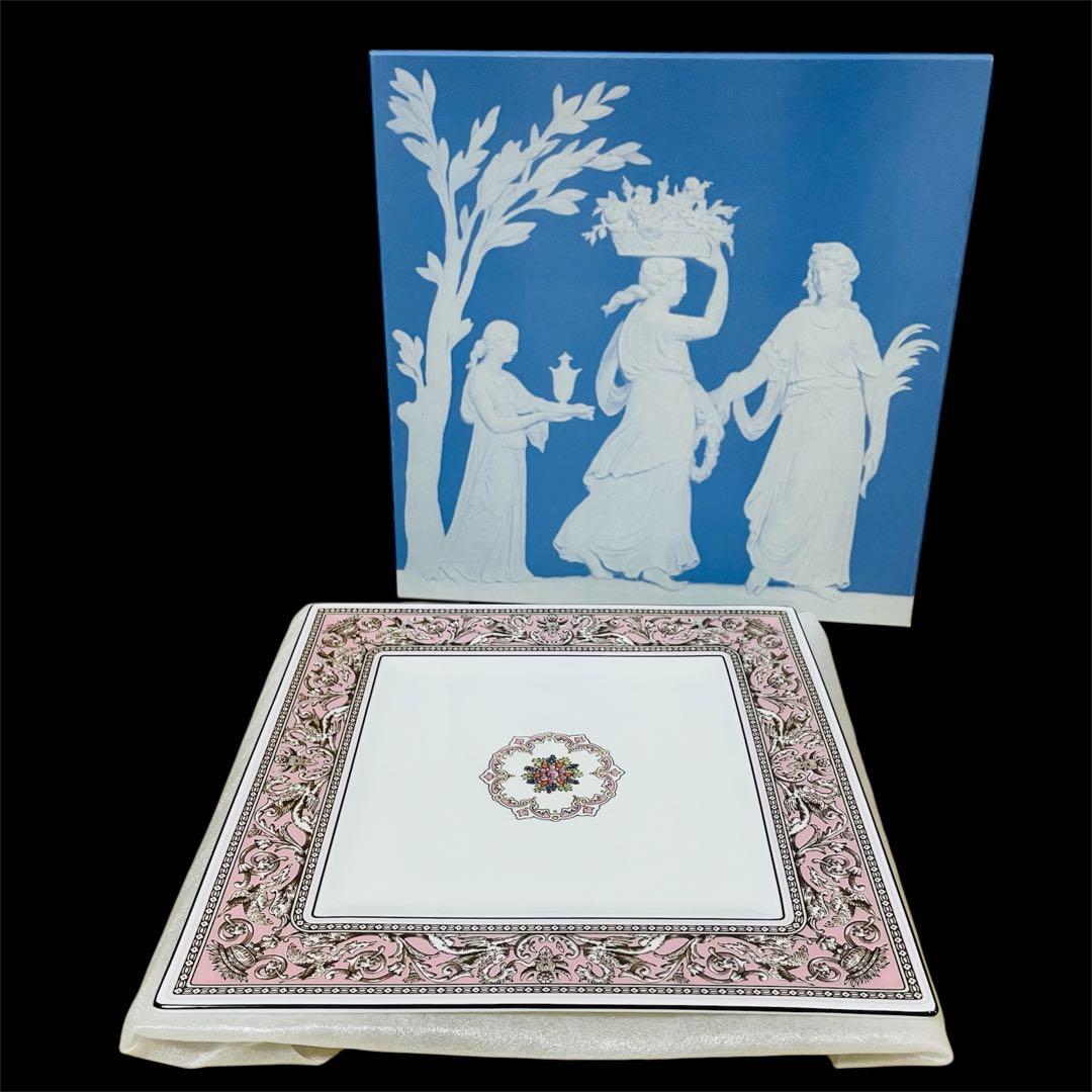 【未使用】ウェッジウッド フロレンティーン ピンク スクエアプレート