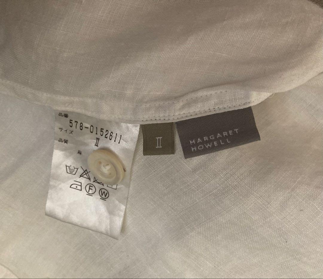 マーガレットハウエル　リネン　ヘチマ襟　ブラウス　Ⅱ ホワイト