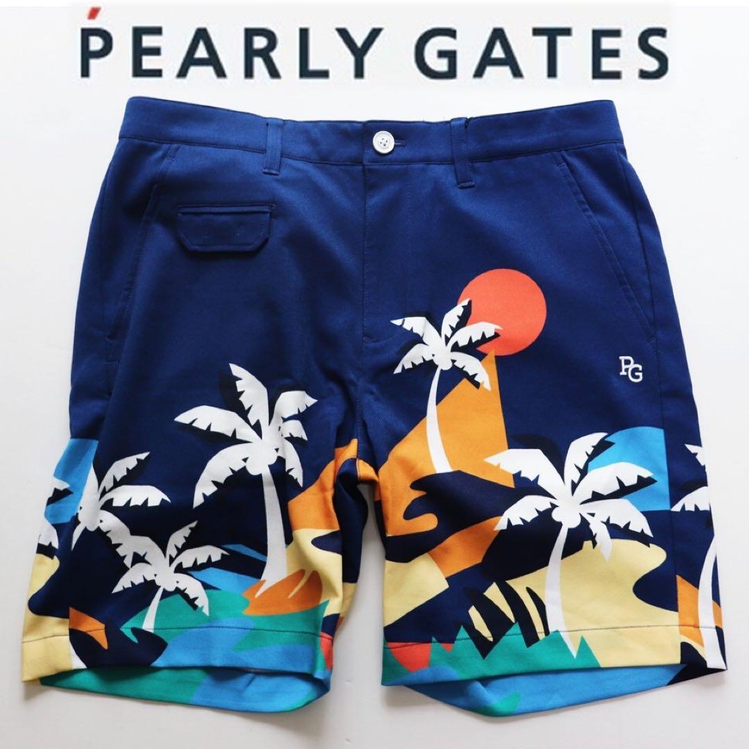 《パーリーゲイツ》新品 南の島・ヤシの木デザインショートパンツ 5(W84)