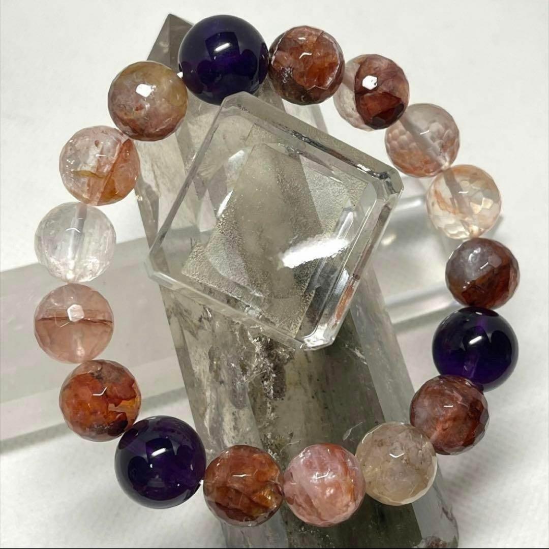 アメジスト　アゼツライト　パワーストーンブレスレット　内径約17cm