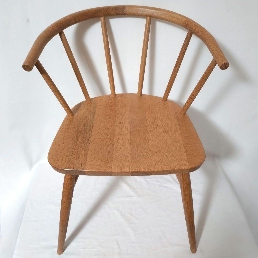 美品　無印良品　アームチェア ①　ダイニングチェア　オーク材　丸脚　送料無料