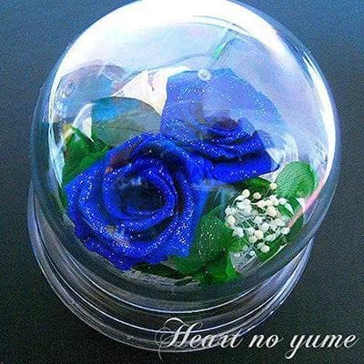 【楽天ランキング1位】ダイヤモンドブルーローズ　プリザーブドフラワードーム