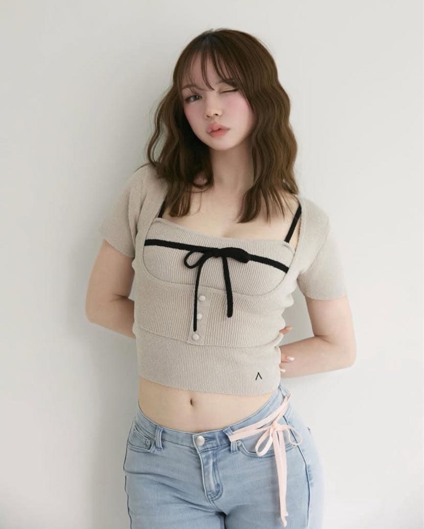 Andmary Natalie ribbon set /beige正規品