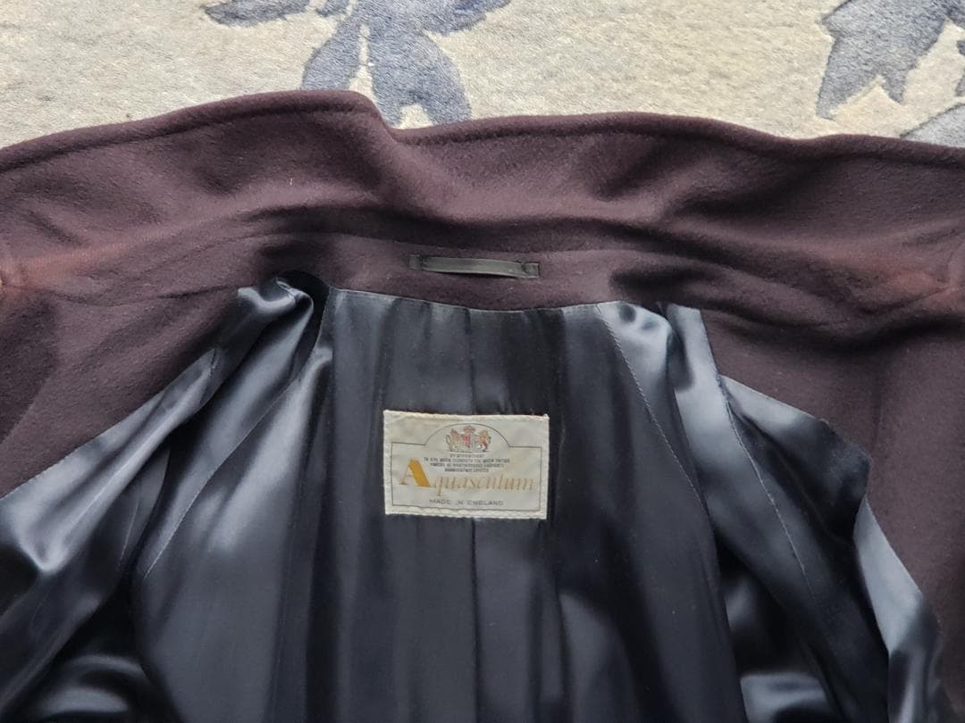 アクアスキュータム Pure Cashmere ステンカラーコート M-L 濃紺