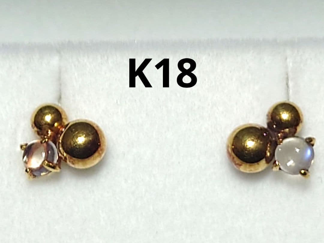 春様【新品未使用】K18 ピアス ムーンストーン 18金アクセサリー ゴールド