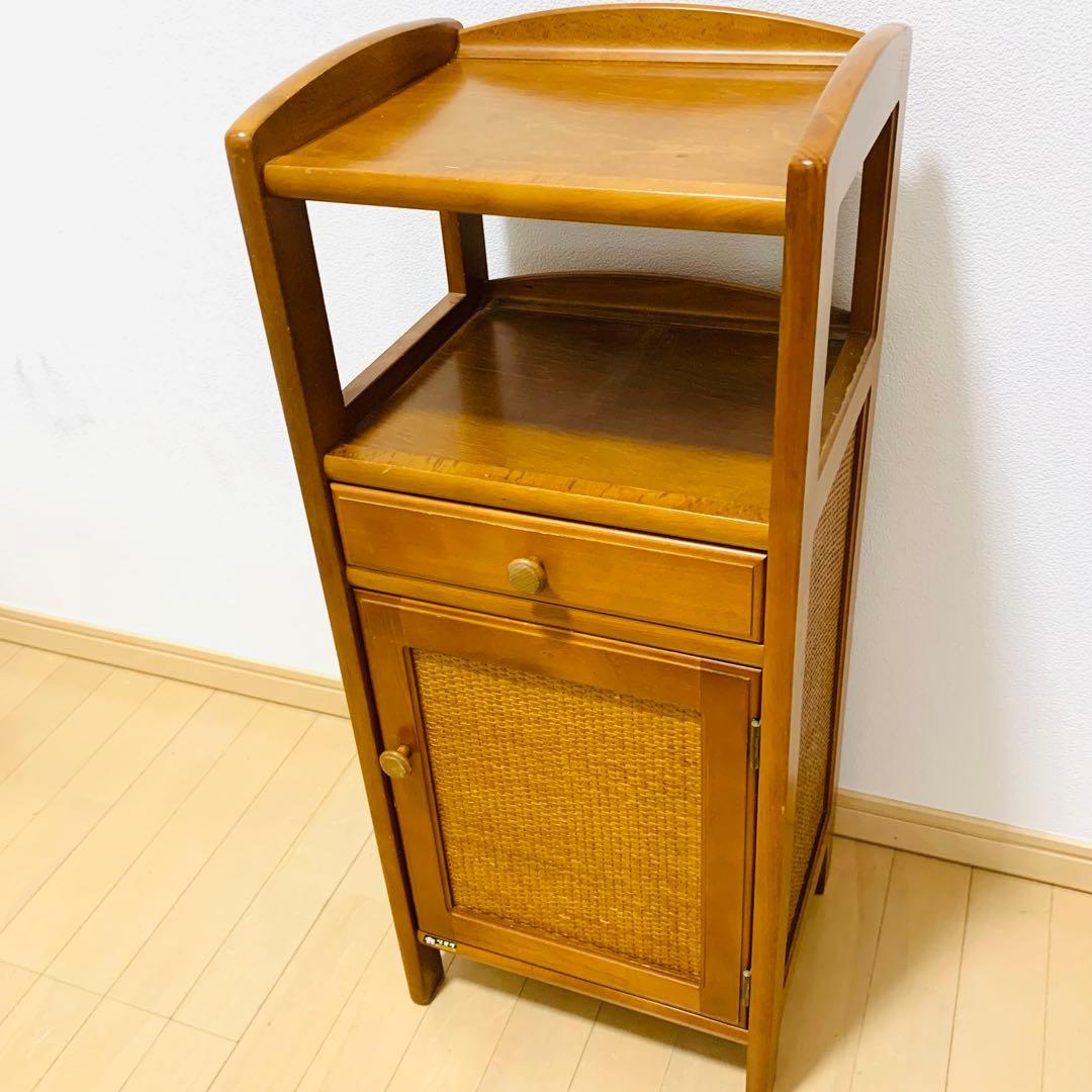 karimoku カリモク ラタン 籐製 電話台 花台 レトロ アンティーク