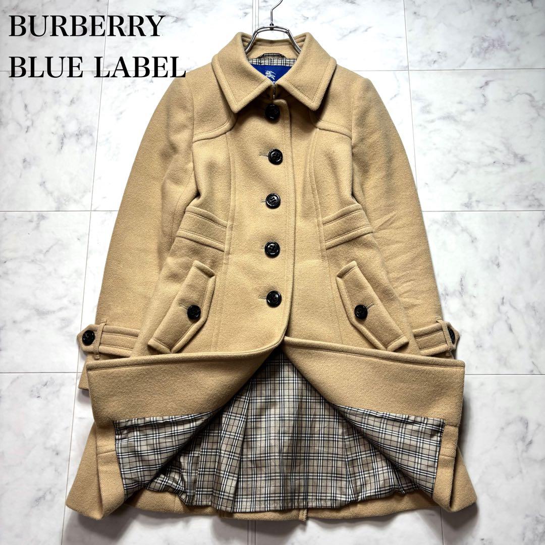 美品✨バーバリーブルーレーベル ウールコート ノバチェック アンゴラ混 38