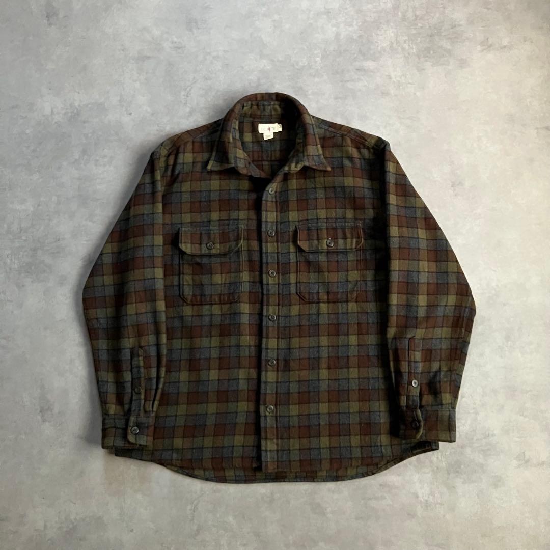 90s ビンテージ j.crew ボックス ヘビーウール チェック シャツ 古着
