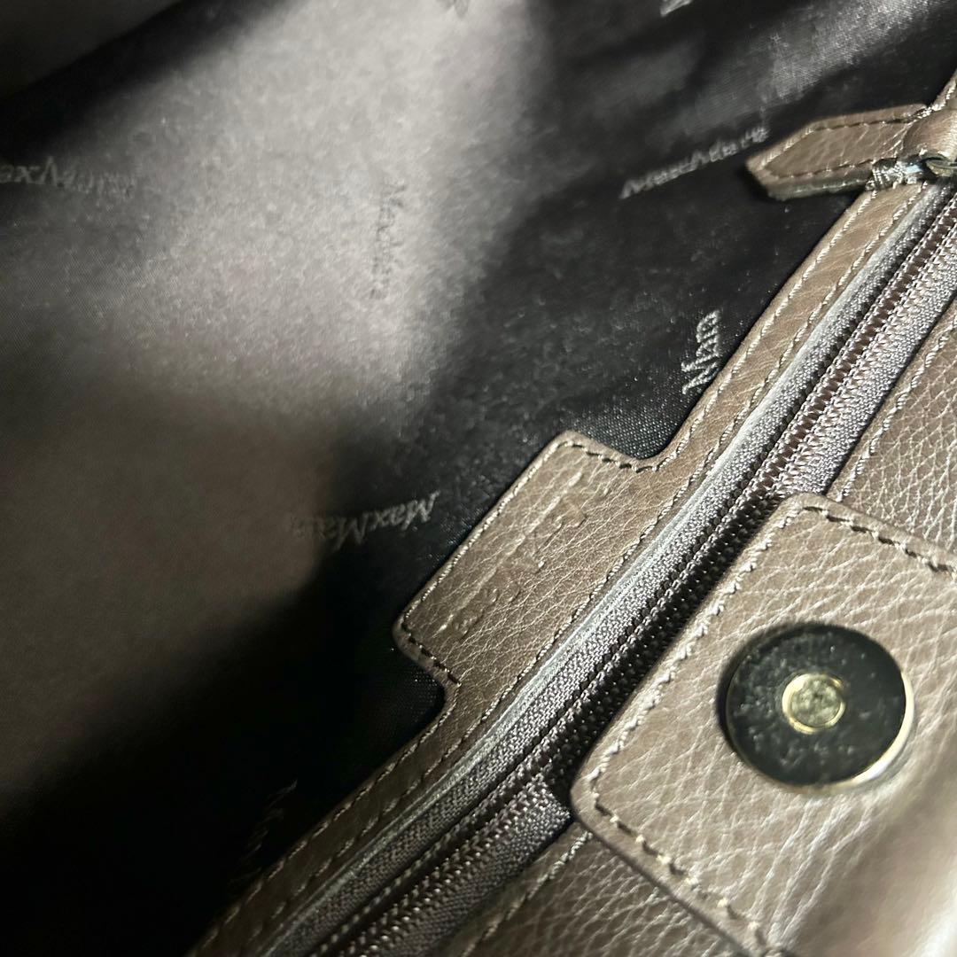 美品　マックスマーラ　オールレザー　トートバッグ　ブラウン　シボ革　チャーム付き