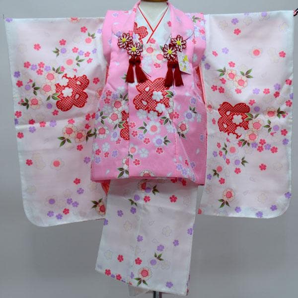 七五三 三歳 女児 被布着物祝着フルセット お仕立て無料 NO23973