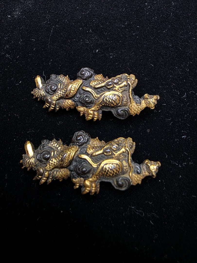 無銘 目貫 赤銅地 雲龍図 拵 日本刀 刀装具 骨董 古美術 江戸時代 時代物